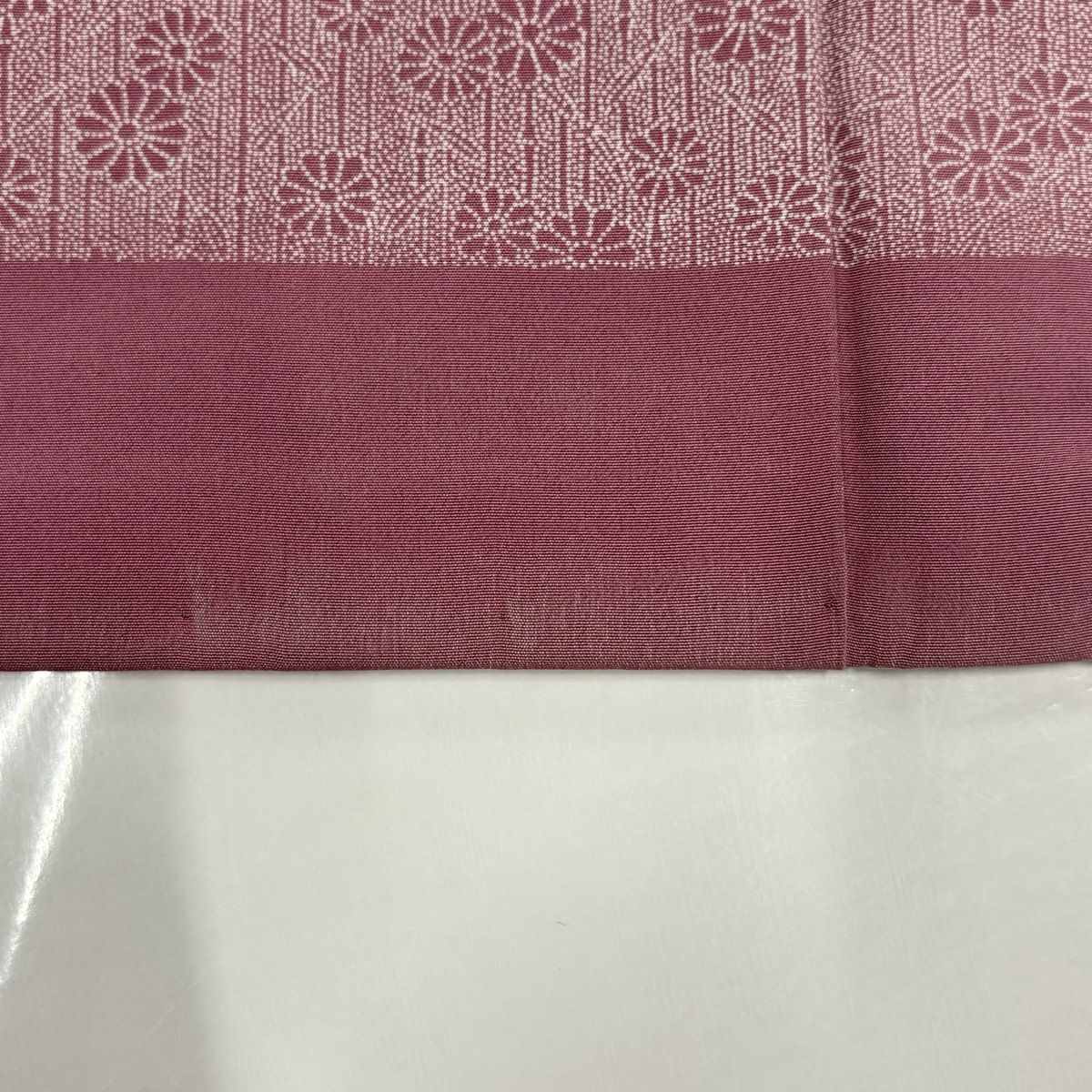【庫存清倉】 付下 身長159cm 袖長62cm S 雙層 落款 草花紋 竹子縞 紅紫 純蠶絲 優品級