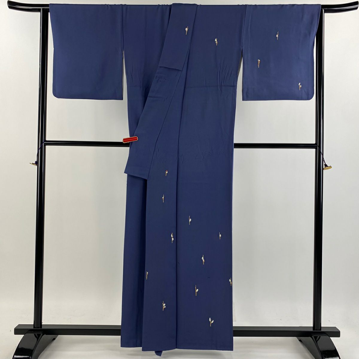 付下 身長160cm 袖長67.5cm L 雙層 矢田秀樹 落款あり 蕾 青紫 純蠶絲 逸品級
