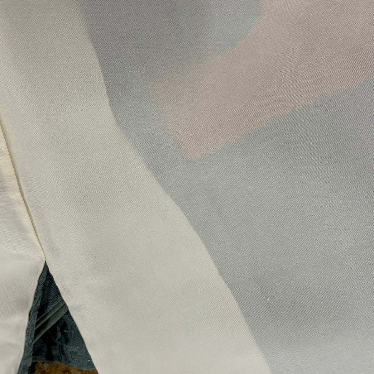 【庫存清倉】訪問服 身長151.5cm 袖長62.5cm S 雙層 霞 草花紋紋 刺繡 金彩裝飾 灰綠 純蠶絲 優品級