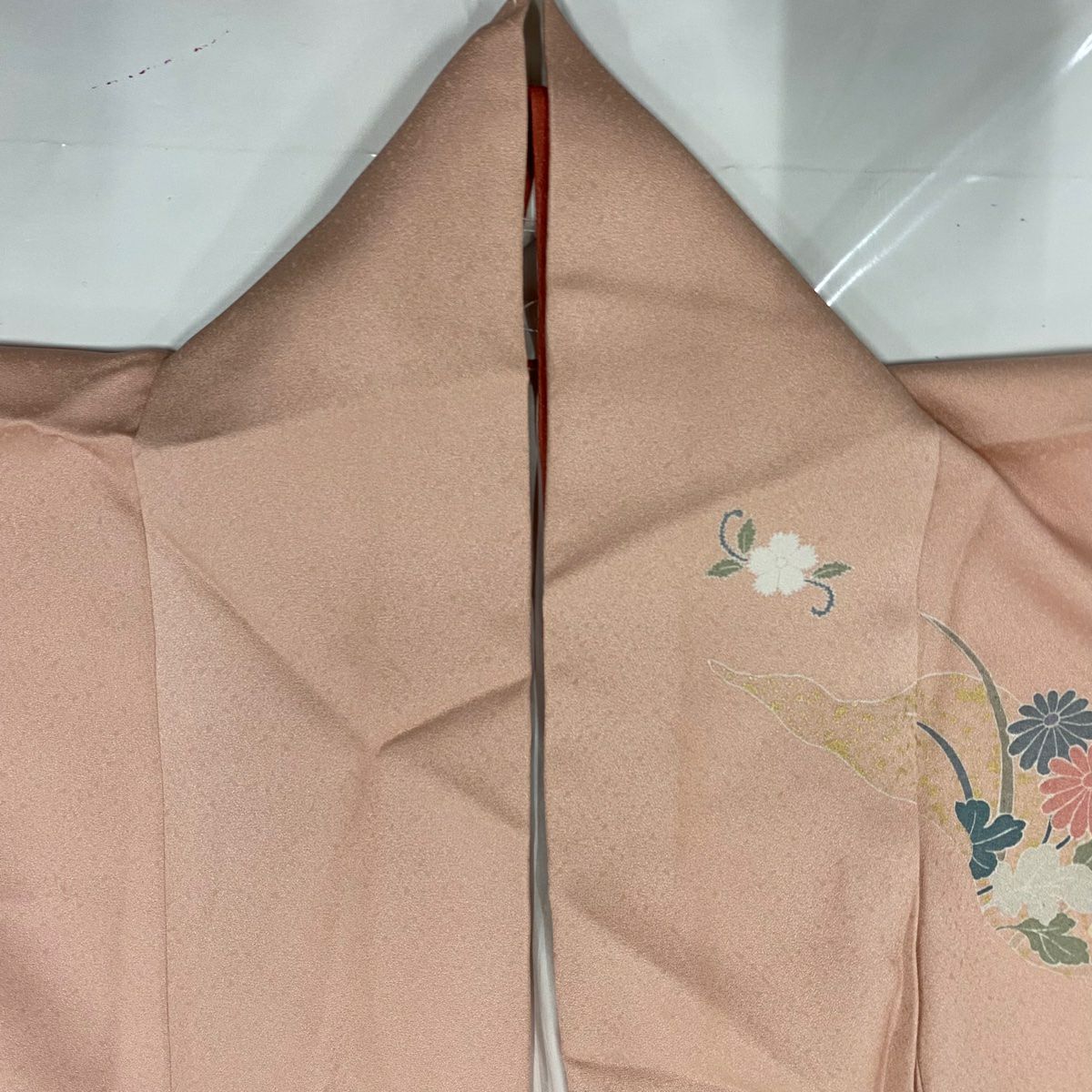 【庫存清倉】訪問服 身長167cm 袖長64cm M 雙層 菊花 道長取刺繡 漸變 粉紅 純蠶絲 美品 秀品級