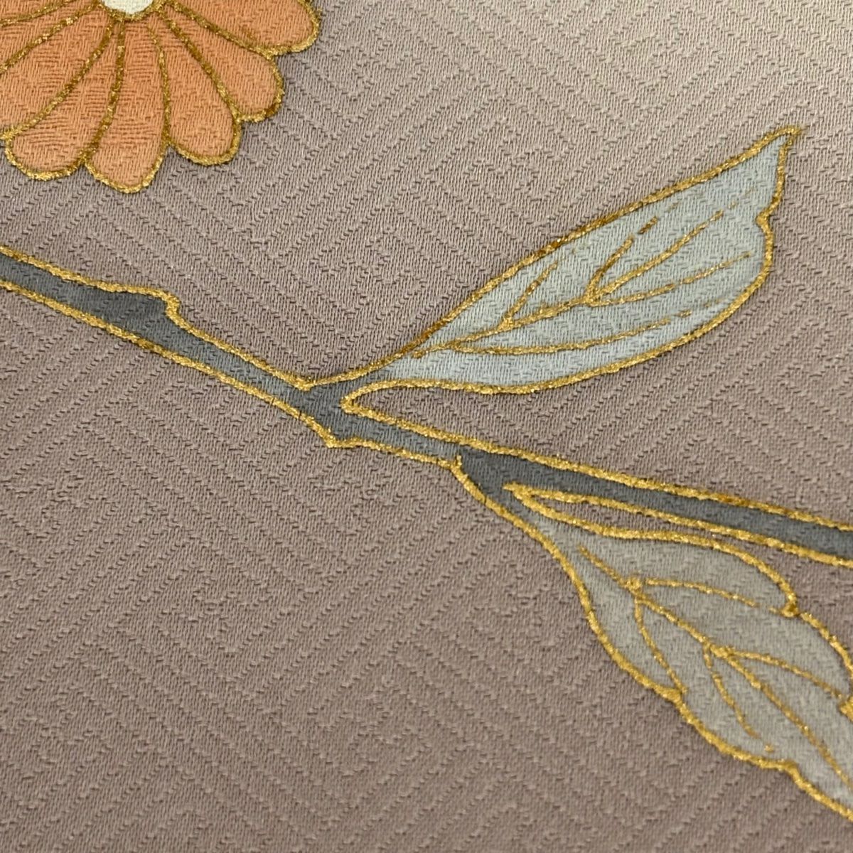 【庫存清倉】 付下 身長152cm 袖長62cm S 雙層 菊花花 漸層 金銀彩 鮭粉色 純蠶絲 優品級 一個紋