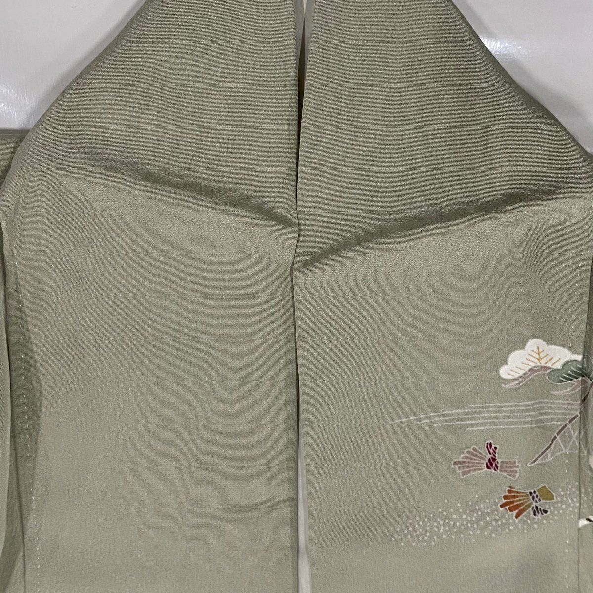 【庫存清倉】訪問服 身長156cm 袖長62cm S 雙層 松樹竹子梅花 舟 金銀彩 漸層 灰綠 純蠶絲 優品級