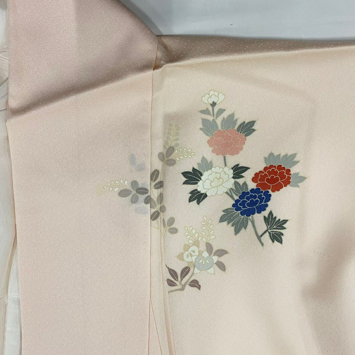 【庫存清倉】訪問服 身長161cm 袖長65cm M 雙層 枝梅花 菊花 金銀彩 漸層 淺粉色 純蠶絲 優品級