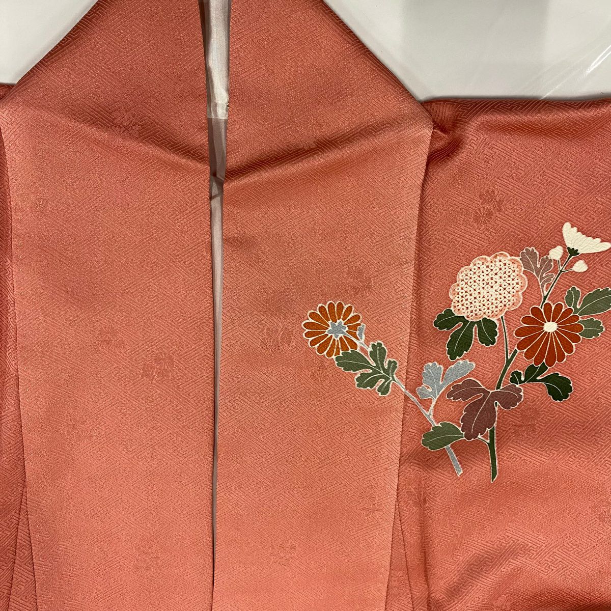 【庫存清倉】訪問服 身長161.5cm 袖長66cm M 雙層 橘花 菊花 辨染 漸層 粉紅 純蠶絲 優品級