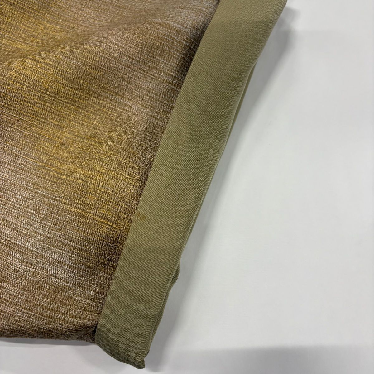 【庫存清倉】 小紋 身長153.5cm 袖長63cm S 雙層 紬織織 斜條 薄茶 純蠶絲 美品 秀品級