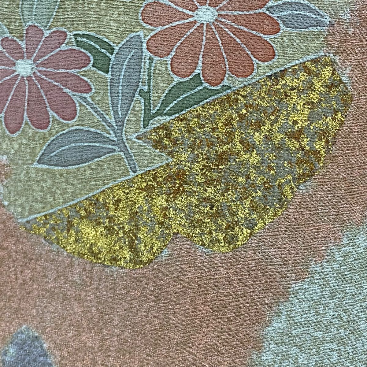 【庫存清倉】訪問服 身長166.5cm 袖長65.5cm M 雙層 橘 雪輪 金銀彩 米色 純蠶絲 名品級