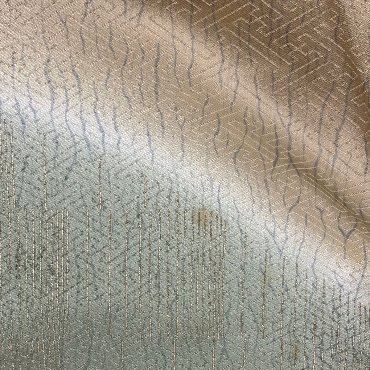 【庫存清倉】訪問服 身長162.5cm 袖長63cm S 雙層 垂枝櫻 幾何圖案 金銀彩 金絲 灰綠 純蠶絲 優品級