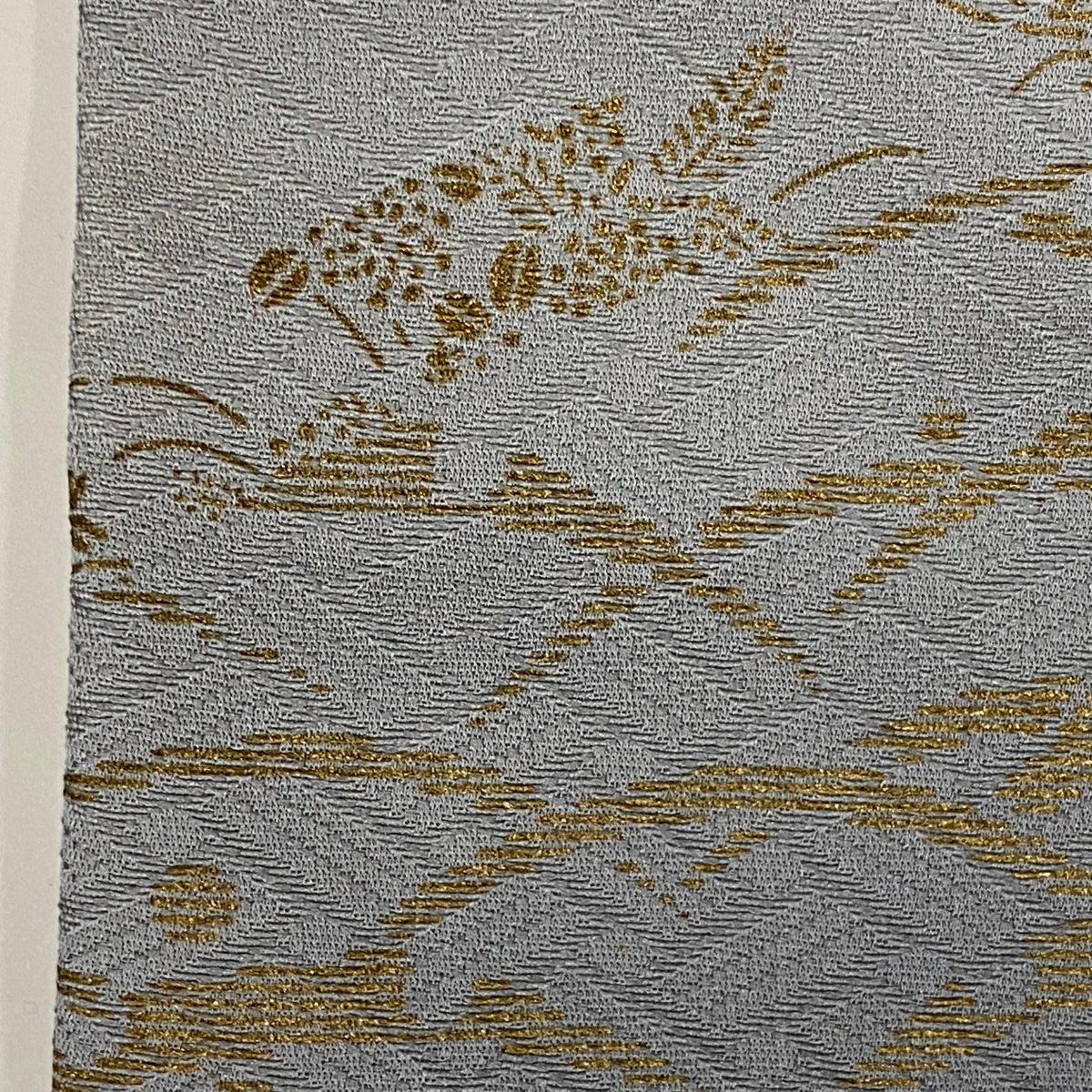 【庫存清倉】訪問服 身長153.5cm 袖長64cm M 雙層 牡丹 松樹皮菱 刺繡 金線 灰色 純蠶絲 優品級