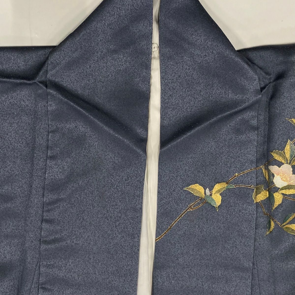 【庫存清倉】訪問服 身長153.5cm 袖長62cm S 雙層 枝花 金彩裝飾 螺鈿 青灰 純蠶絲 優品級