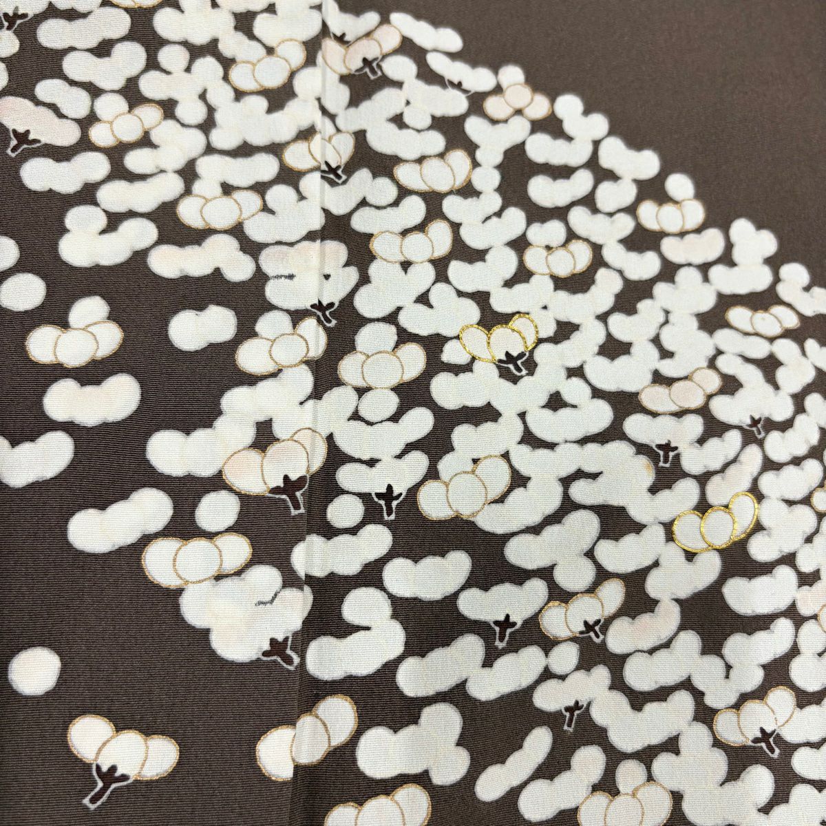 【庫存清倉】訪問服 身長150cm 袖長62cm S 雙層 花紋 金絲 金銀彩 茶 純蠶絲 優品級 一個紋