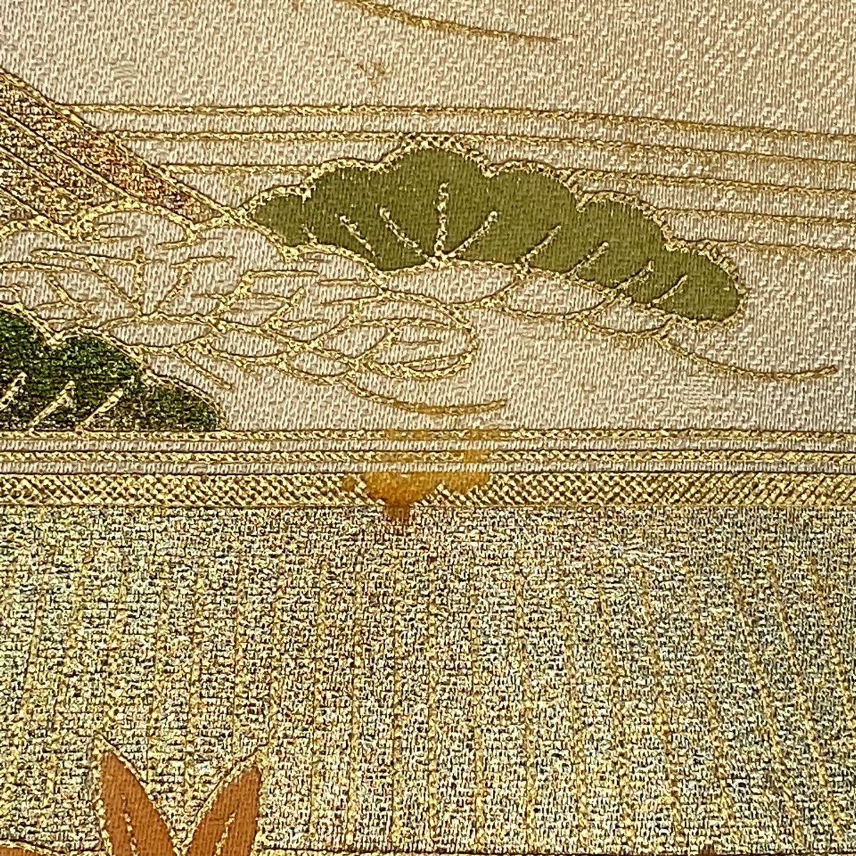 【庫存清倉】訪問服 身長156cm 袖長64cm M 雙層 松樹竹子梅花 風景 金銀彩 漸層 灰色 純蠶絲 優品級