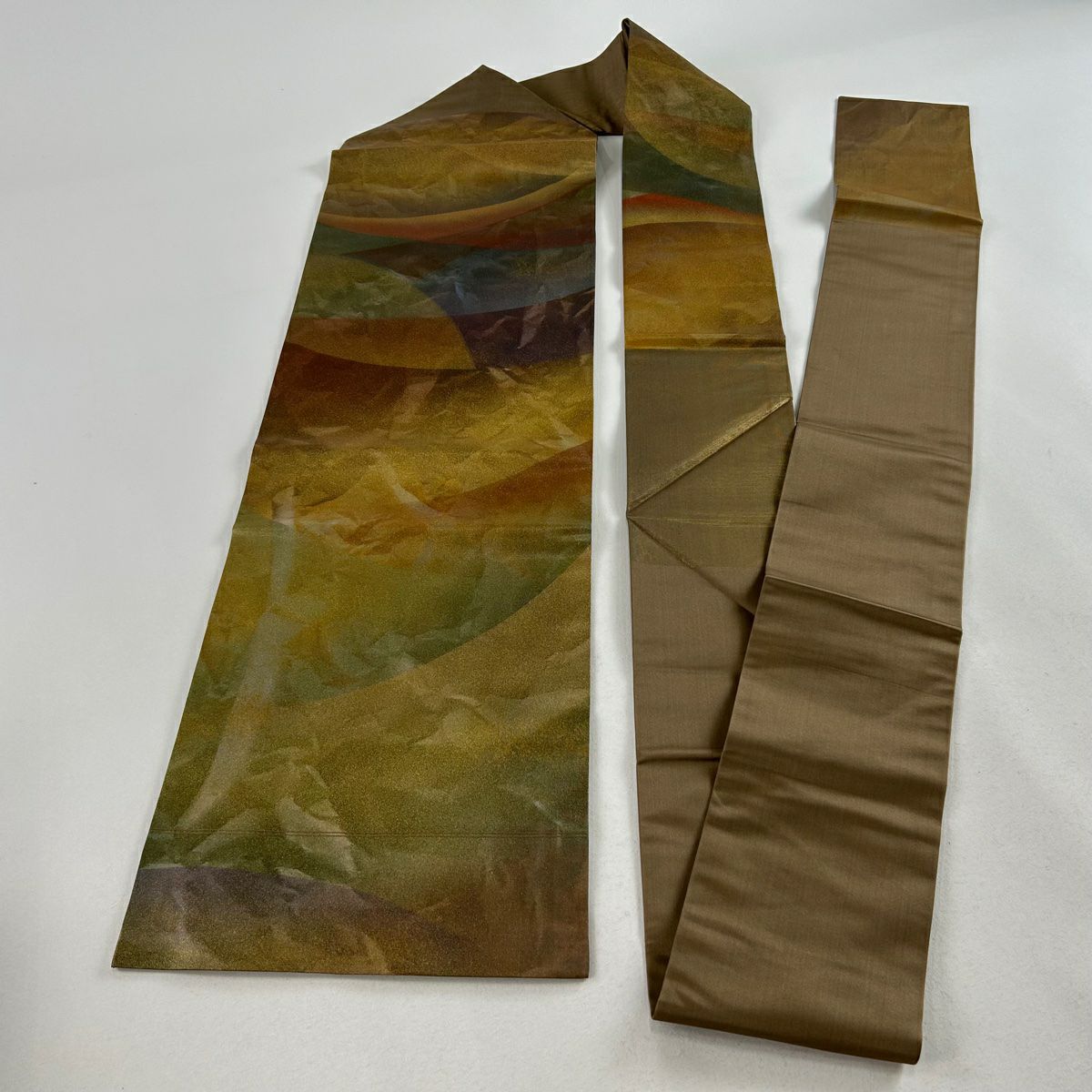 【庫存清倉】 名古屋帶 美品 秀品級 幾何學 金金箔 金色 純蠶絲
