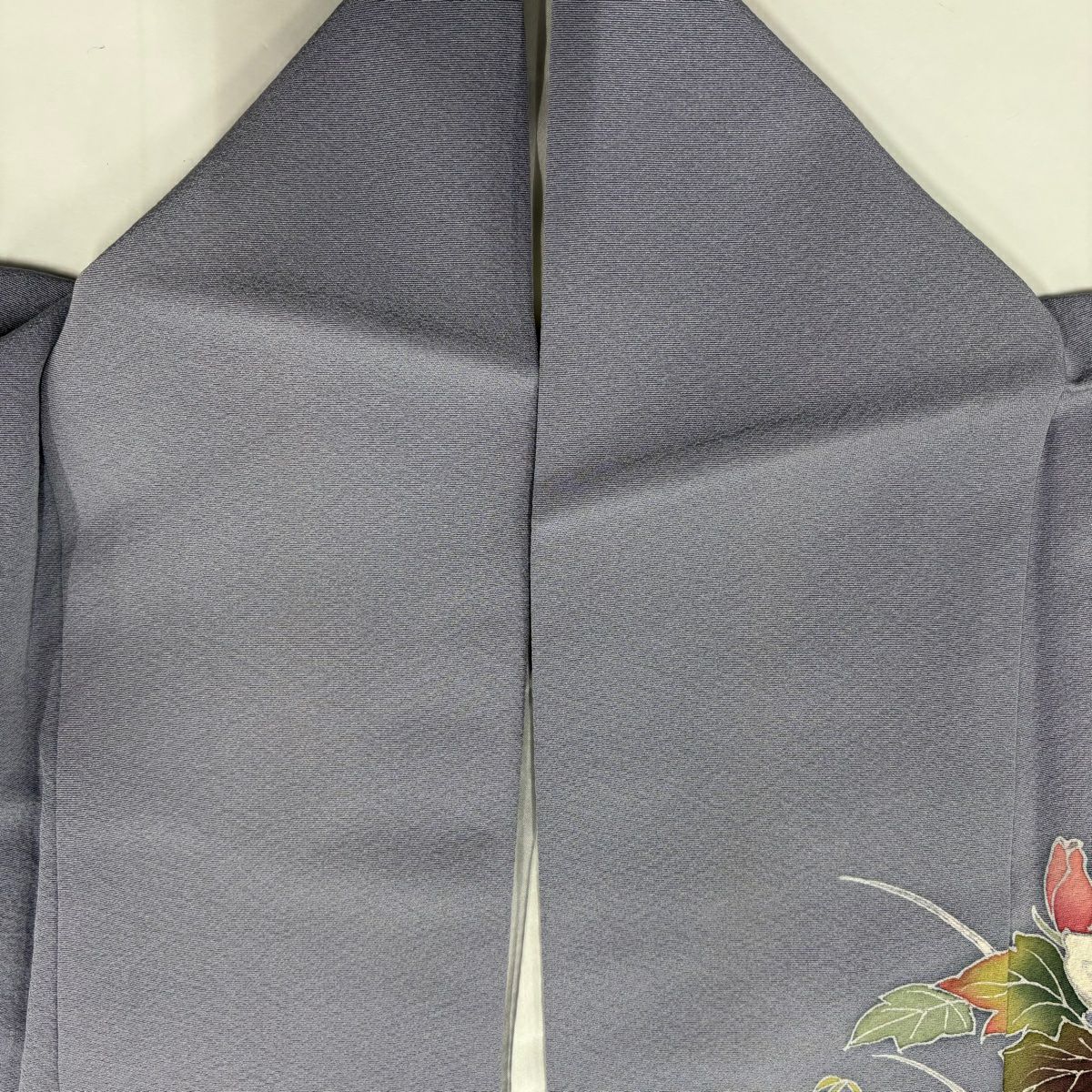 【庫存清倉】訪問服 身長153cm 袖長64cm M 雙層 草花紋紋 竹子 金銀彩 漸層 淡紫 純蠶絲 優品級