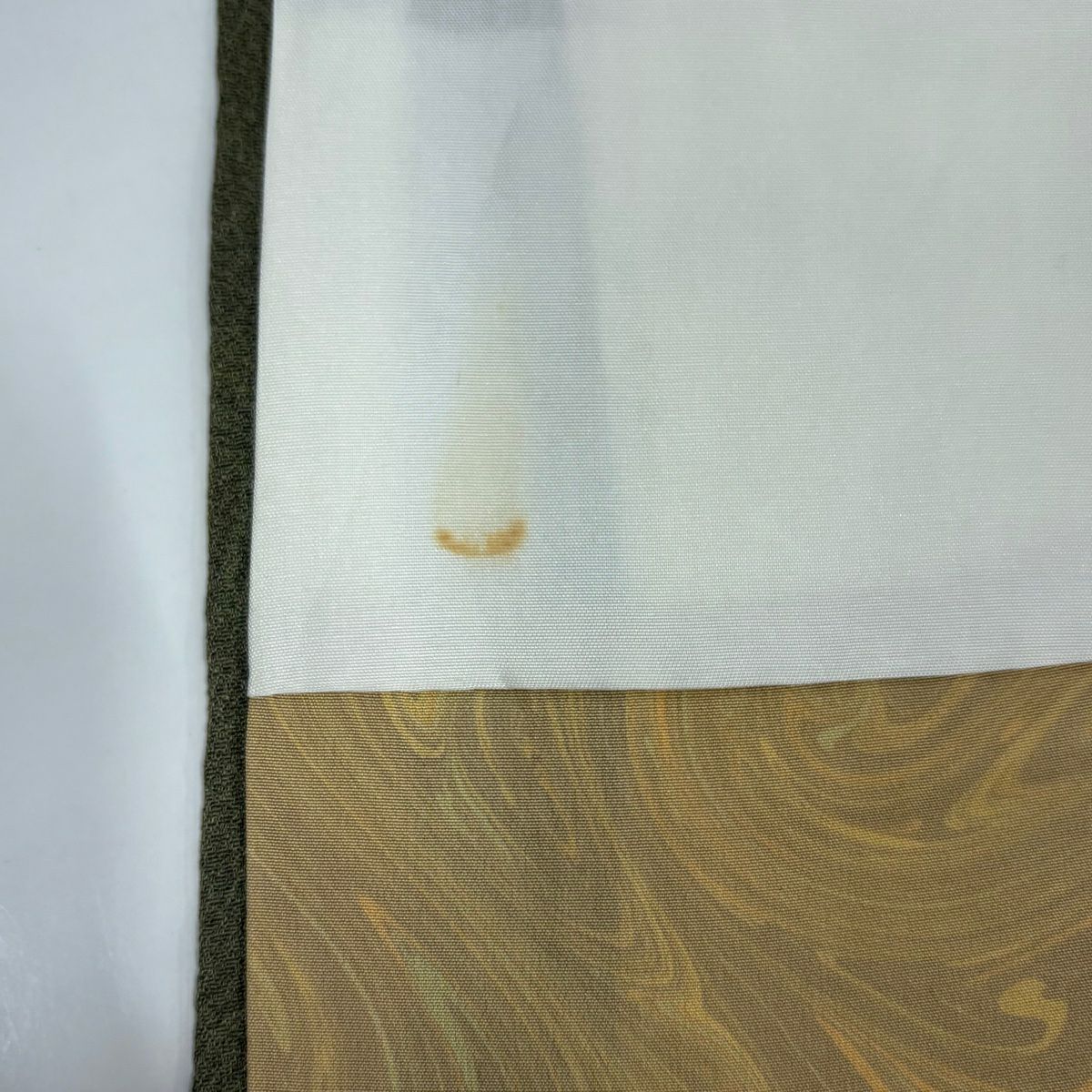 【庫存清倉】 付下 身長162cm 袖長64.5cm M 雙層 墨流染 分染 漸層 茶綠 純蠶絲 名品級