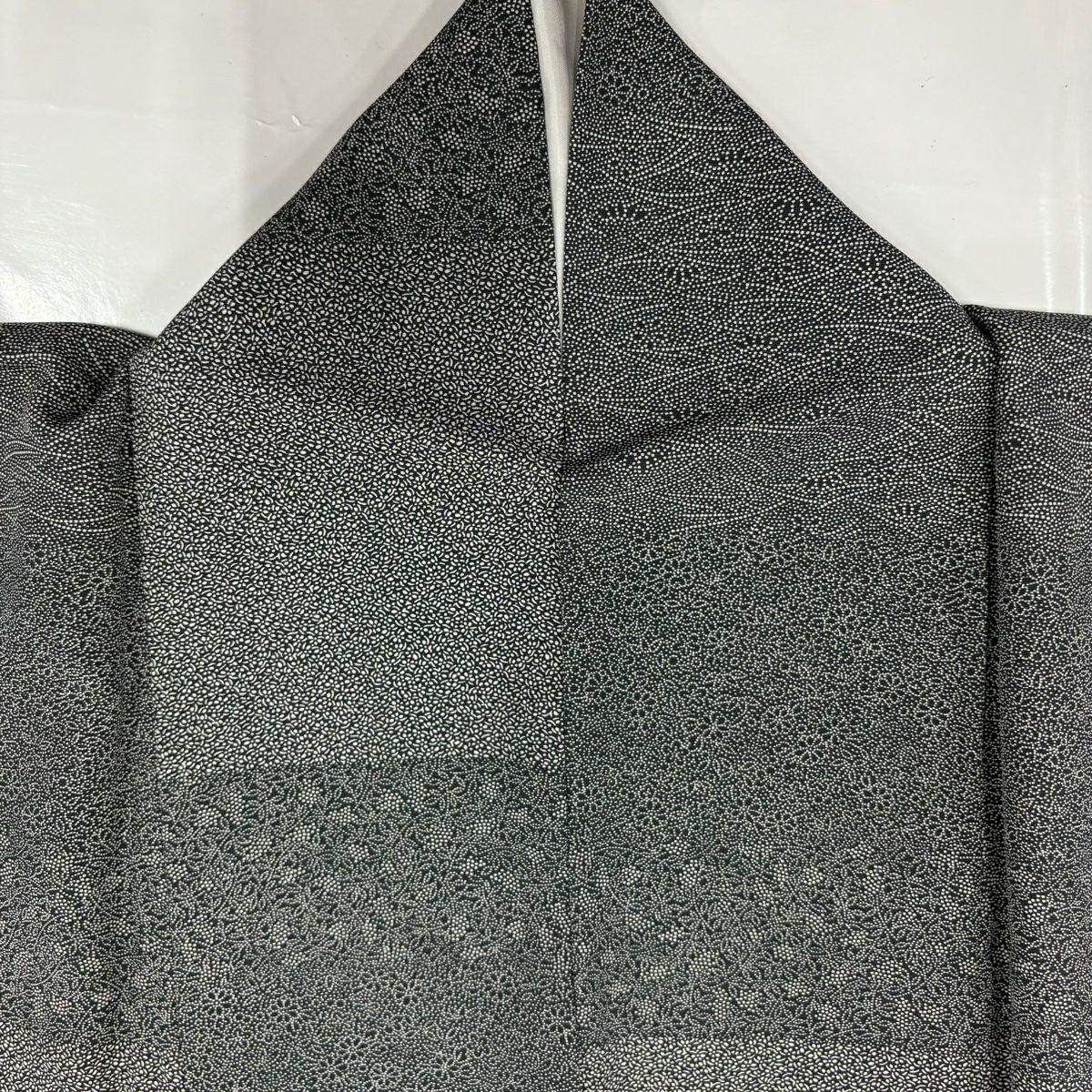【庫存清倉】訪問服 身長156.5cm 袖長63cm S 雙層 葉與果 草花紋紋 黑灰 純蠶絲 美品 名品級