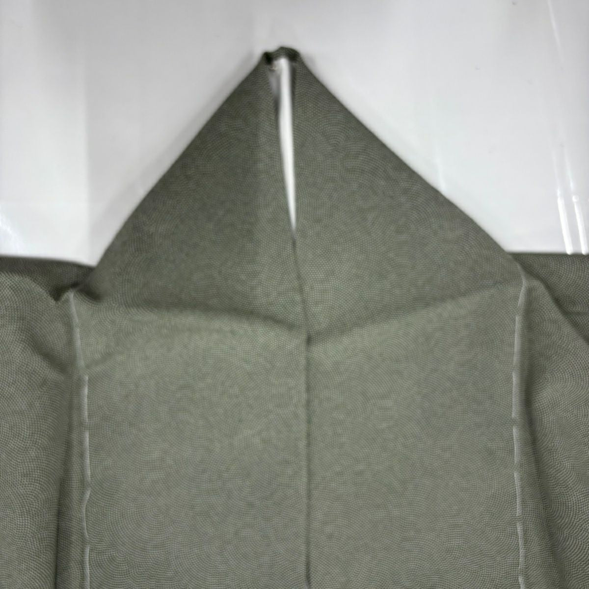 【庫存清倉】 江戶小紋 身長159cm 袖長64.5cm M 雙層 鮫 灰綠 純蠶絲 名品級