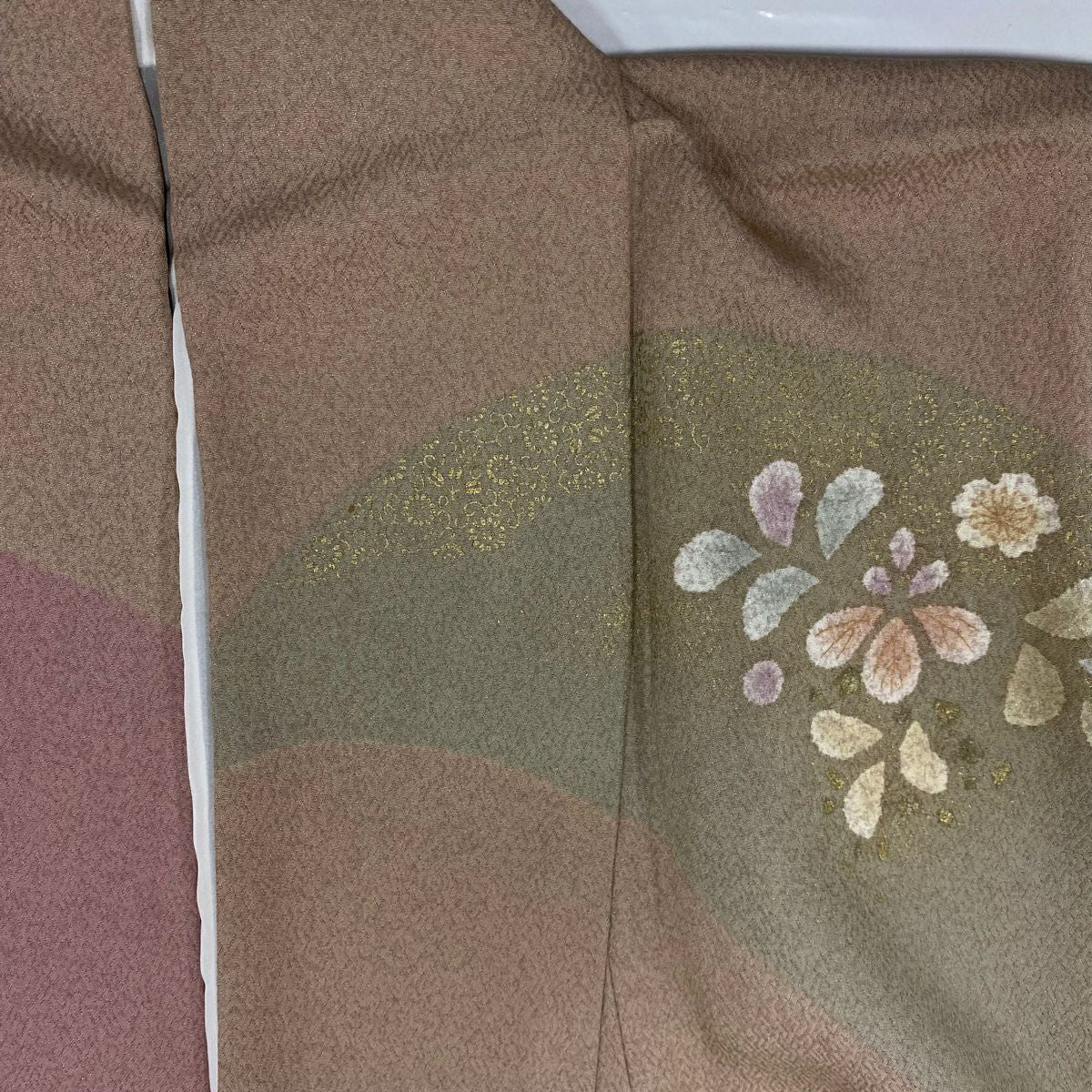 【庫存清倉】訪問服 身長163cm 袖長68cm L 雙層 草花紋紋 波 金銀彩 絞染 灰紫 純蠶絲 名品級