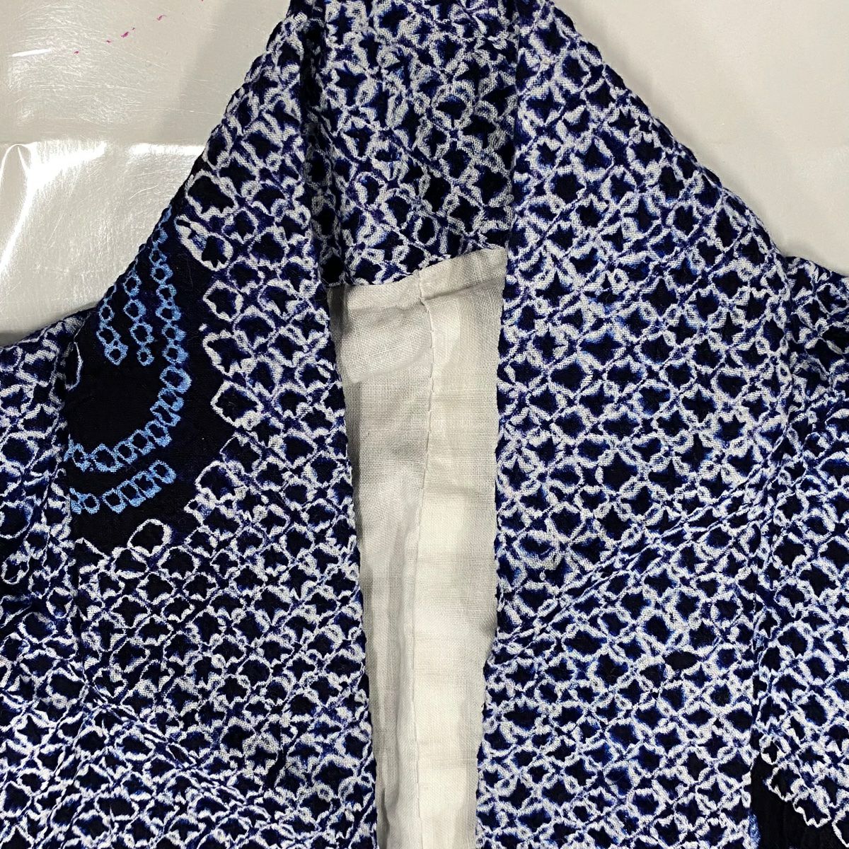 【庫存清倉】 浴衣 身長145cm 袖長61cm S 總絞染 波 深藍 純棉 美品 名品級