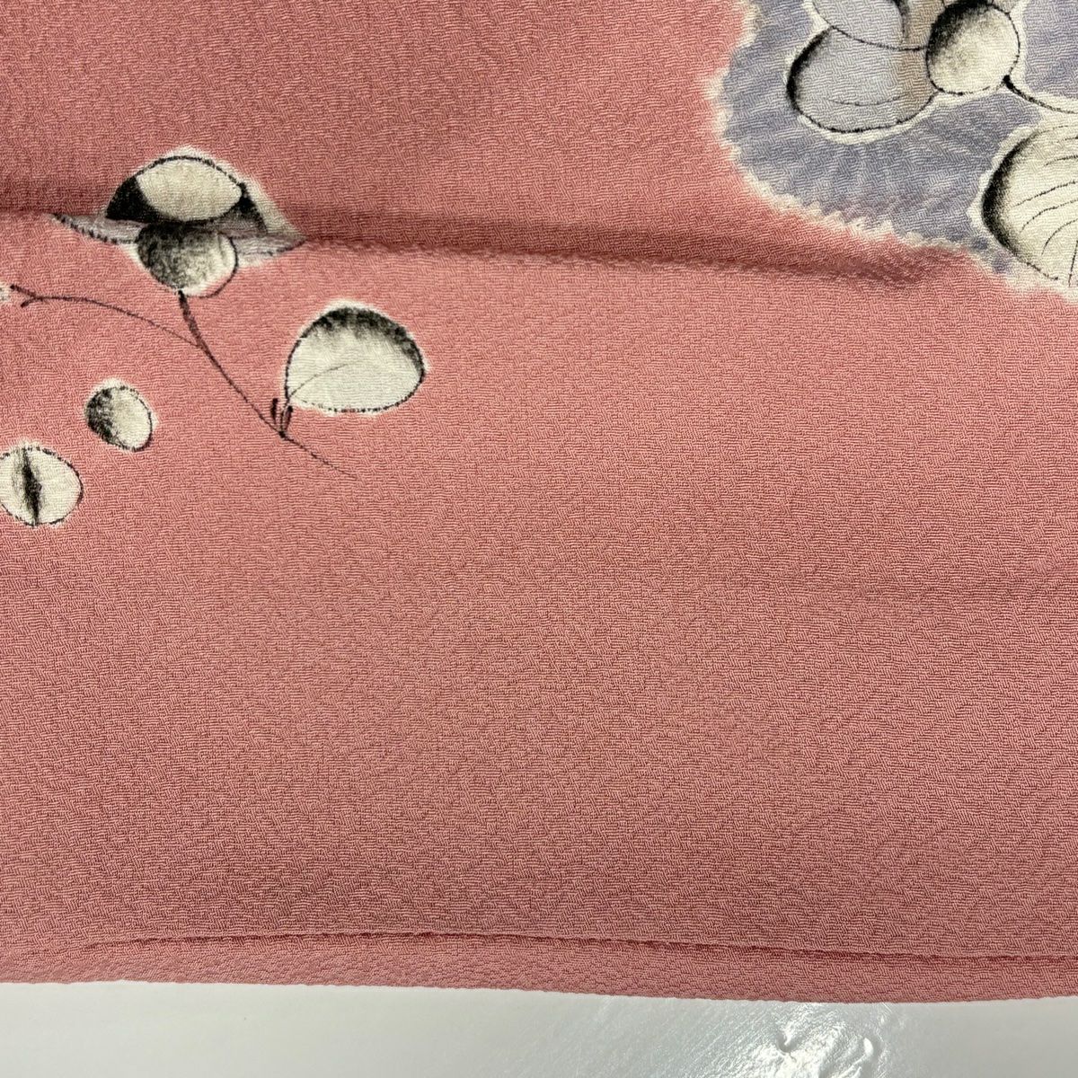 【在庫一掃】 訪問服 身長160cm 袖長64.5cm M 雙層 落款あり 辻花染圖案 霞 ぼかし 縮緬 粉紅 純蠶絲 秀品級 一つ紋