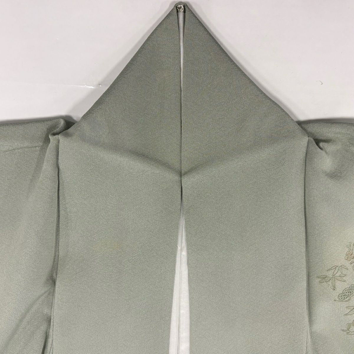 【庫存清倉】 付下 身長152.5cm 袖長63cm S 雙層 建築 人物 刺繡 金銀彩 灰綠 純蠶絲 優品級
