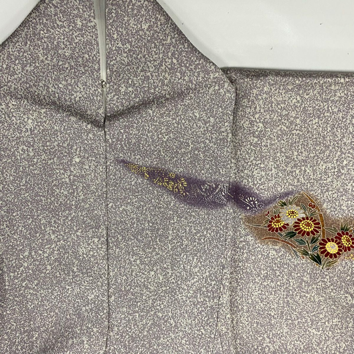 【庫存清倉】訪問服 身長152cm 袖長62cm S 雙層 草花紋紋 龜甲 金銀彩 漸層 灰紫 純蠶絲 優品級 一個紋