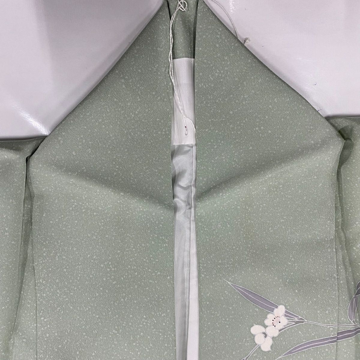 【庫存清倉】訪問服 身長161.5cm 袖長66cm M 雙層 枝花 光悅垣 漸層 淺綠 純蠶絲 優品級