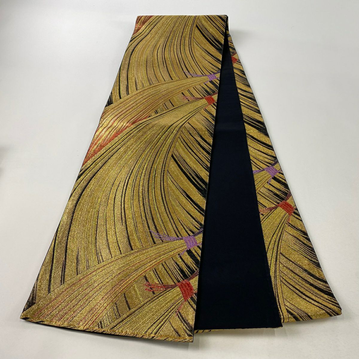 【庫存清倉】 袋帶 優品級 全通袋帶 稻束 金絲 金金箔 金 全通 純蠶絲