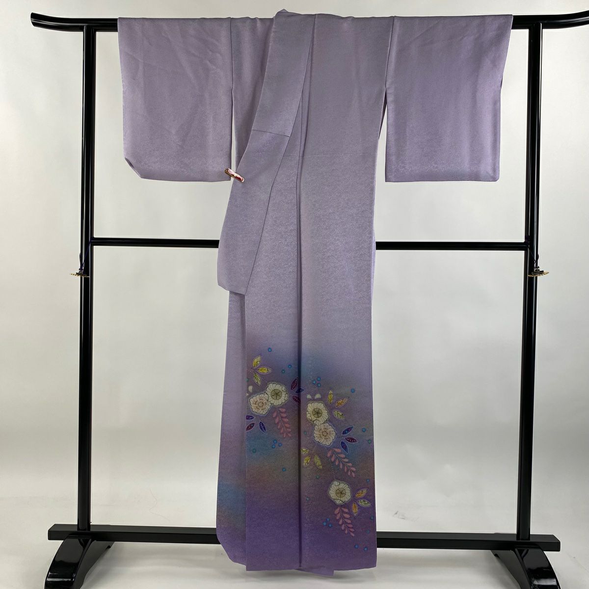 【庫存清倉】 付下 身長159.5cm 袖長65.5cm M 雙層 二代目 久保田一竹子 落款有 辻花染 金銀彩 漸層 淡紫 純蠶絲 美品 逸品級