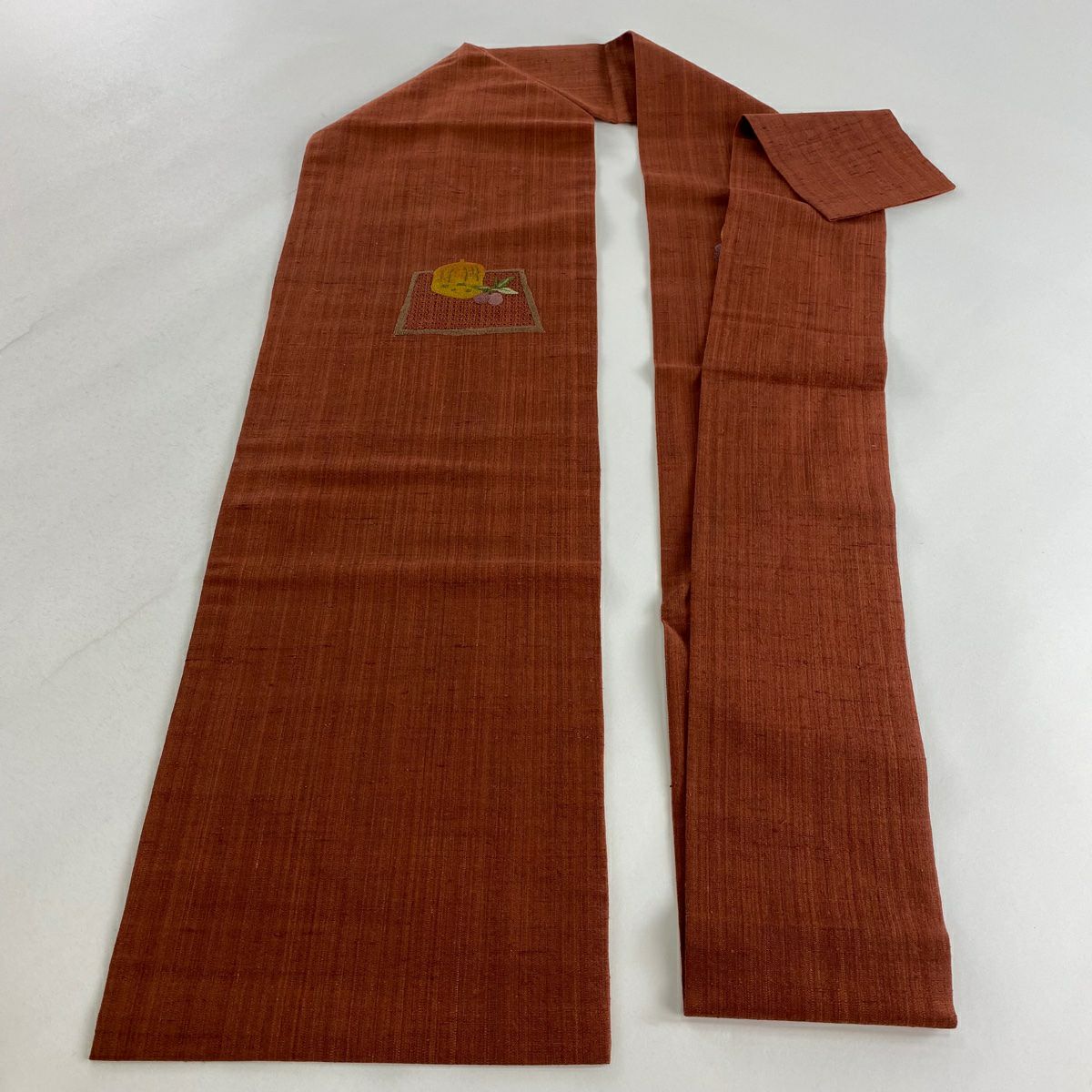【清倉特賣】 名古屋帶 優品級 紬織織 生物 刺繡 紅茶 純蠶絲