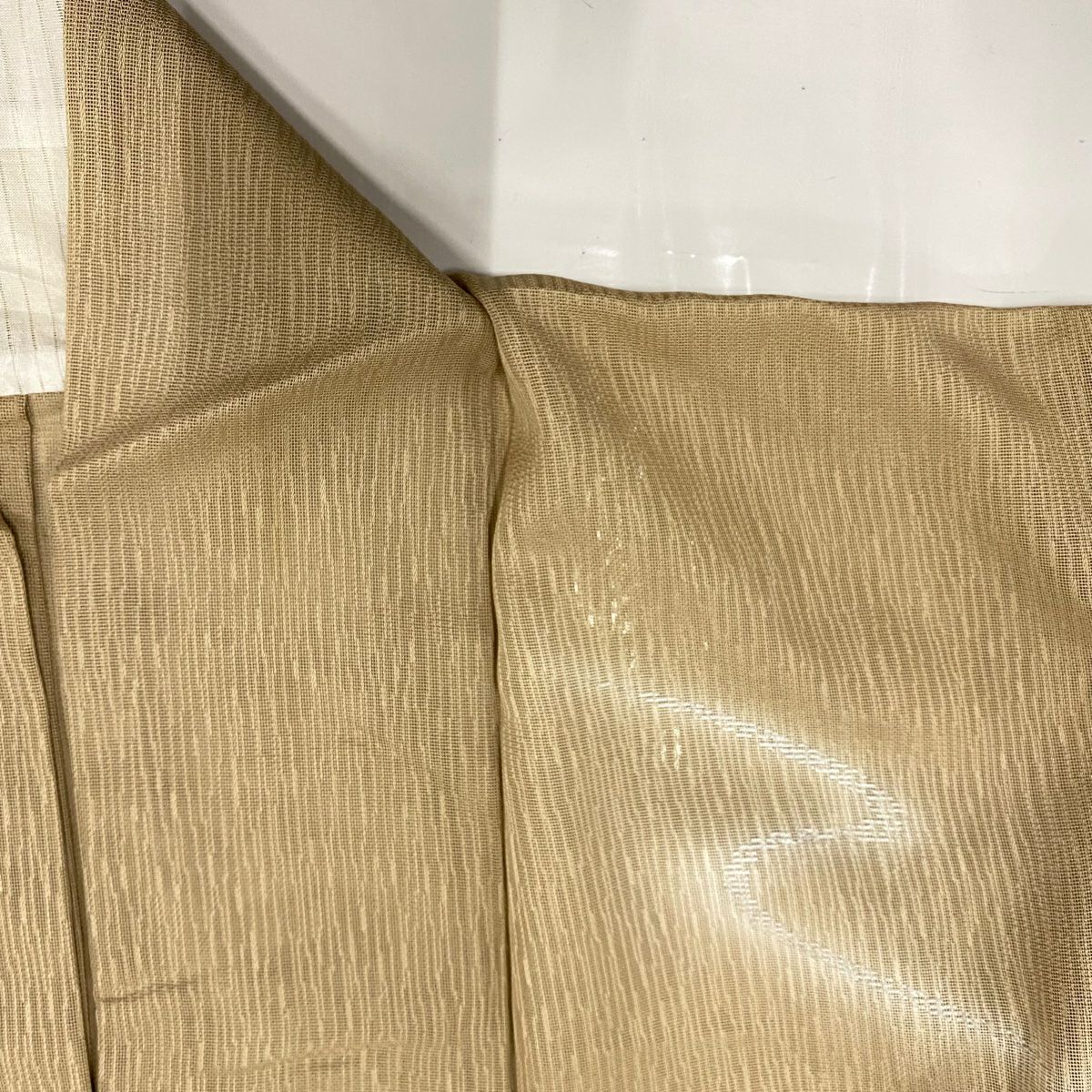 【庫存清倉】 付下 身長157cm 袖長62.5cm S 薄料 鴛鴦 流水 金銀彩 刺繡 淡茶 純蠶絲 優品級