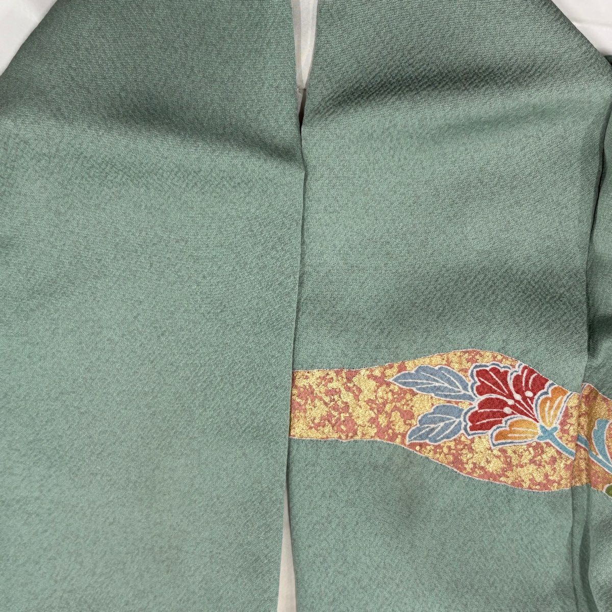 【庫存清倉】訪問服 身長153.5cm 袖長62.5cm S 雙層 華紋 花唐草紋 金銀彩 絞染 淺綠 純蠶絲 名品級
