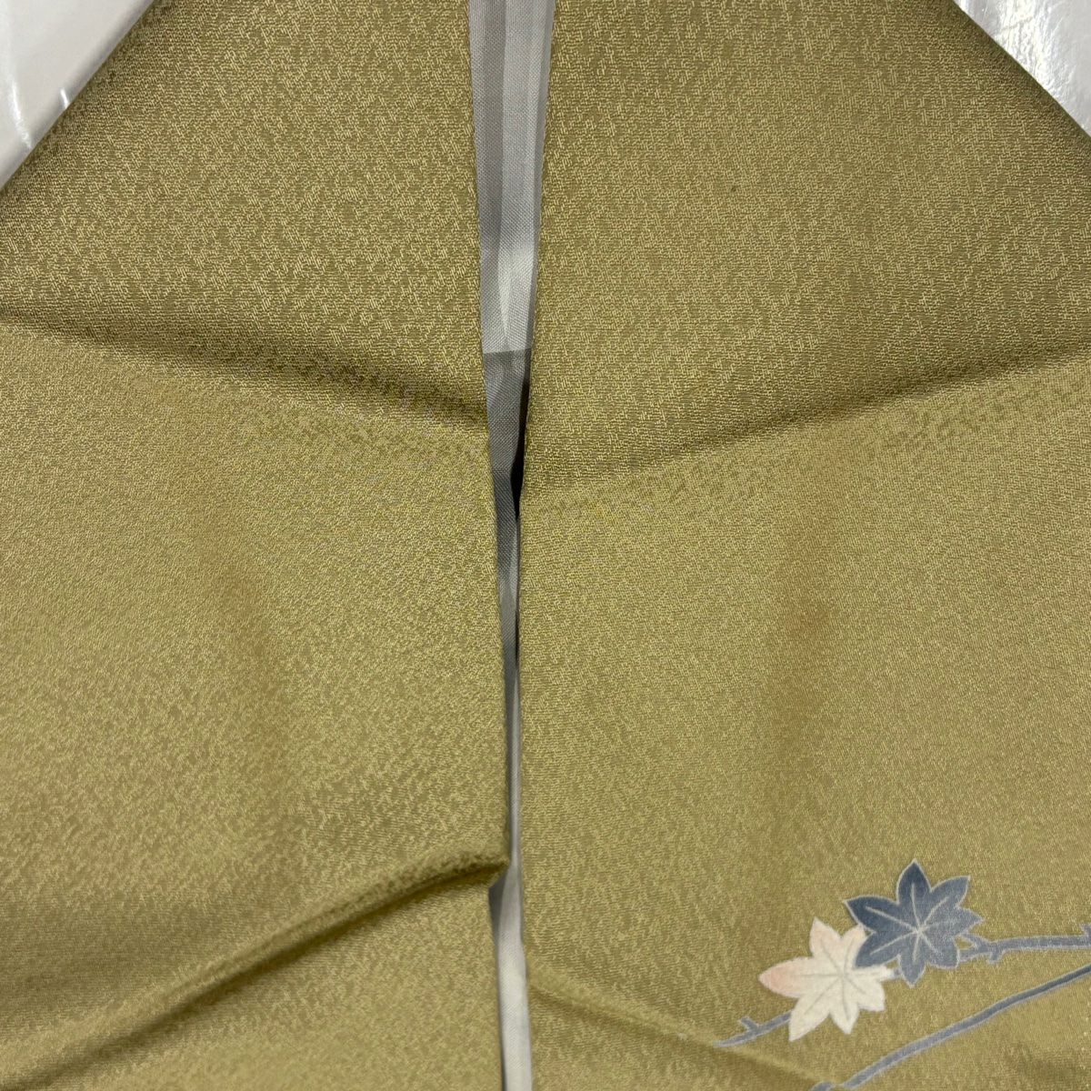 【庫存清倉】訪問服 身長166.5cm 袖長67cm M 雙層 菊花 梅花 染分 淡化 鶯色 純蠶絲 名品級