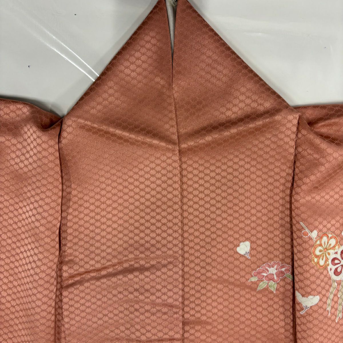 【庫存清倉】 付下 身長159cm 袖長60.5cm S 雙層 枝花 枝梅花 金絲 金銀彩 粉色 純蠶絲 美品 秀品級