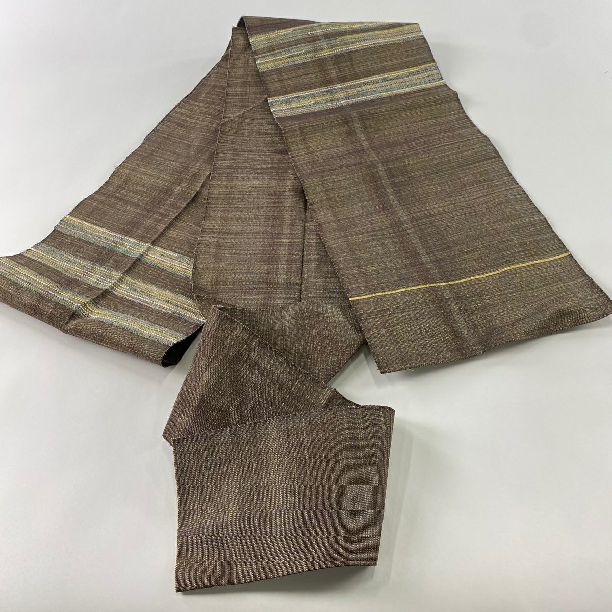 【清倉特賣】名古屋帶 優品級 八寸名古屋帶 松樹葉仕立 雜紋 金絲 焦茶 純蠶絲