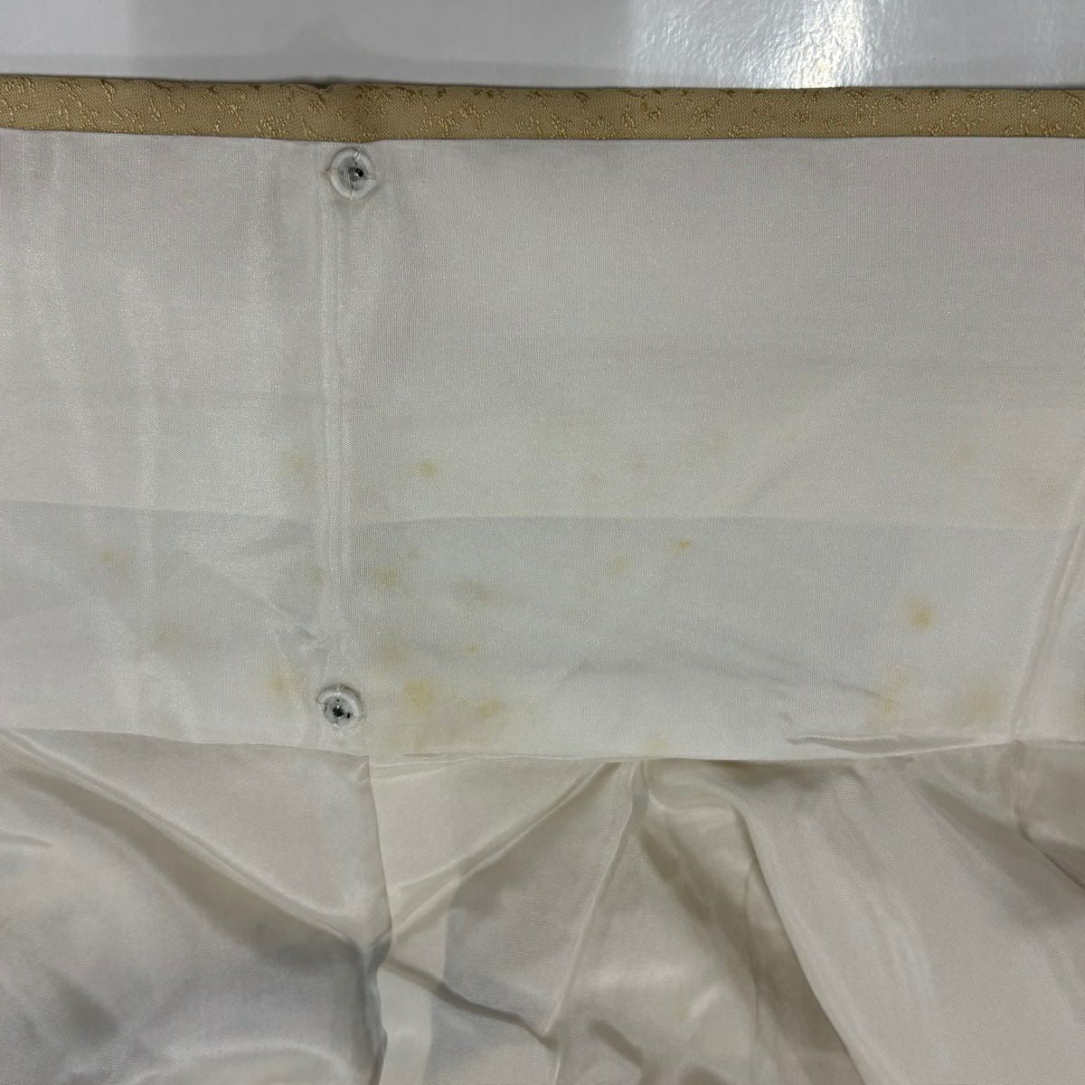 【庫存清倉】訪問服 身長166cm 袖長67.5cm L 雙層 家屋 松樹竹子梅花 金絲 金銀彩 米色 純蠶絲 名品級