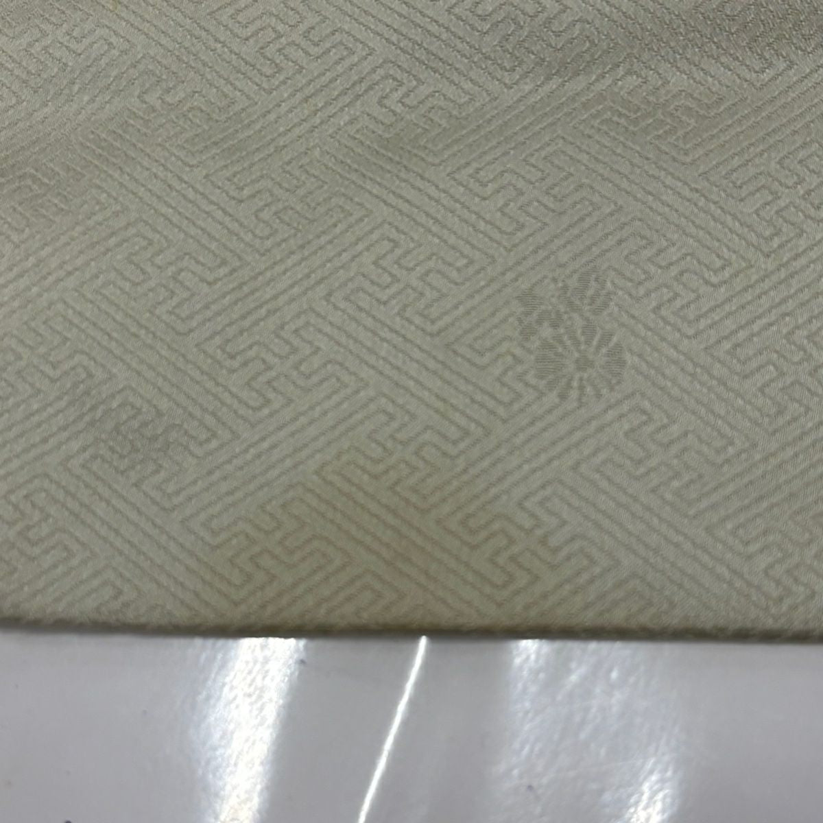 付下 身長163cm 袖長67cm M 雙層 草花紋紋 流水刺繡 金銀彩 灰綠 純蠶絲 秀品級 一つ紋