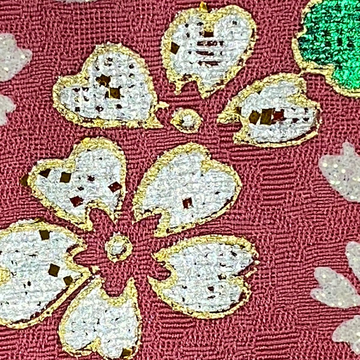 振袖禮服 身長153.5cm 袖長65cm M 雙層 草花紋紋櫻花 金銀彩 漸層 粉紅 純蠶絲 優品級