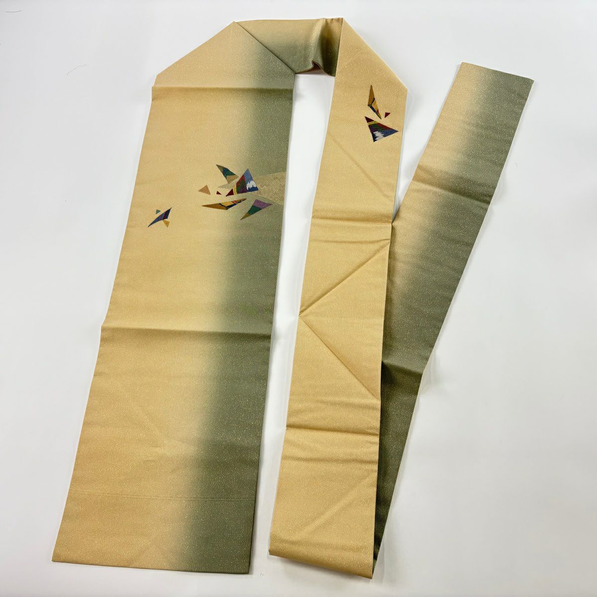 名古屋帶 秀品級 幾何圖案 刺繡 金通 純蠶絲