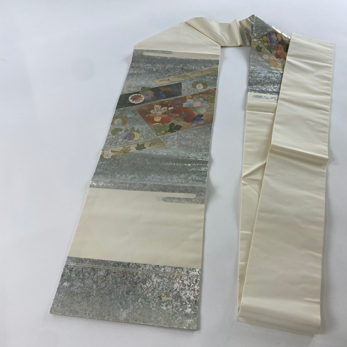 名古屋帶 秀品級 草花紋 桐 螺鈿金金箔金銀彩 純蠶絲