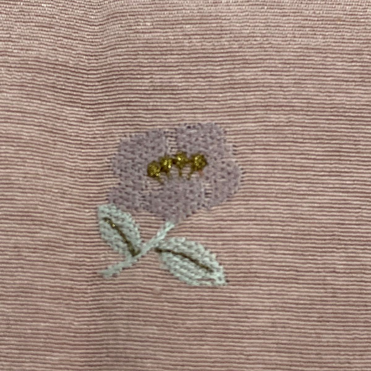 付下 身長162.5cm 袖長65cm M 雙層 御所車 草花紋刺繡 金線 粉紅 純蠶絲 優品級