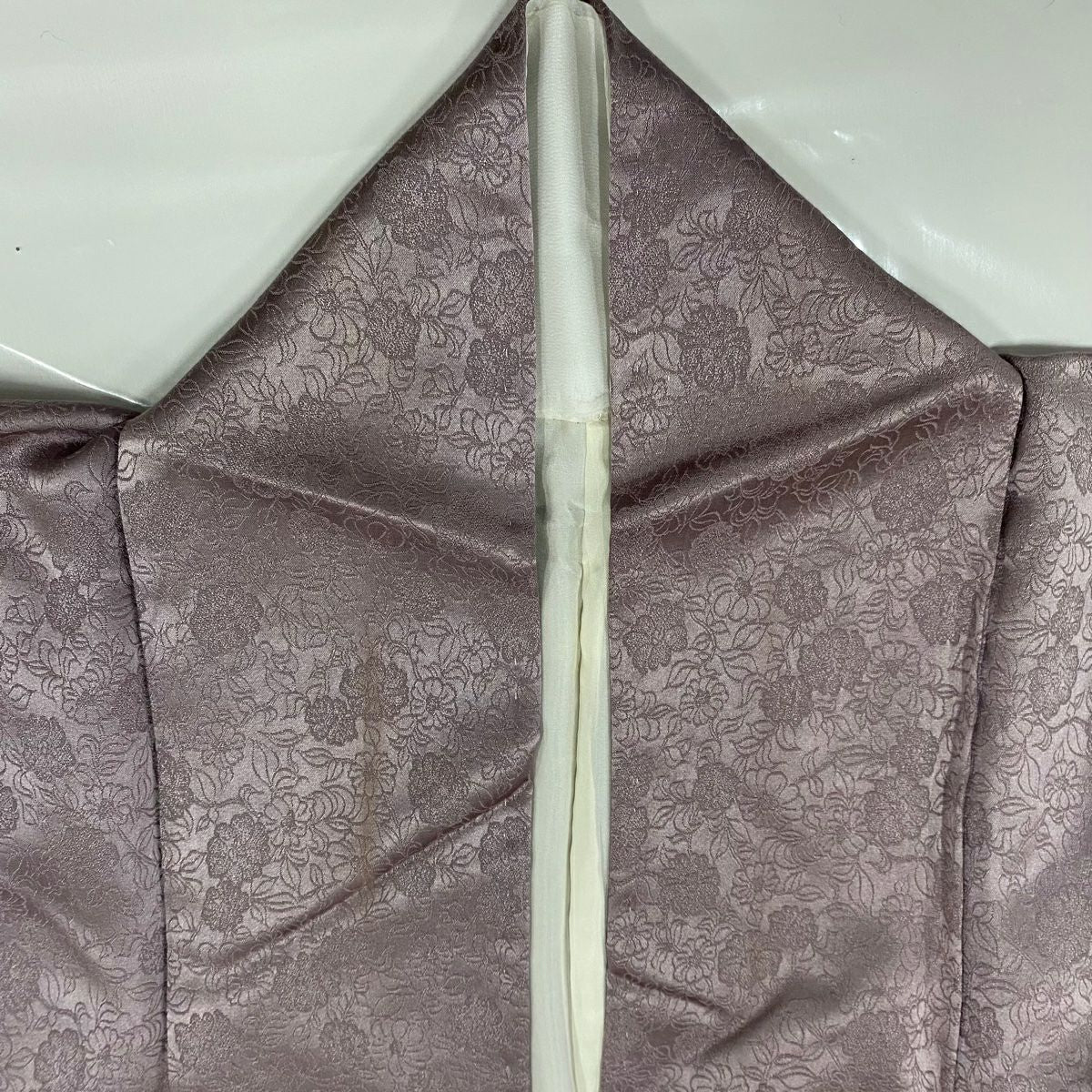 灰紫留袖禮服 身長161.5cm 袖長66cm M 雙層 萬壽菊花 地紋 金絲 金銀彩 純蠶絲 秀品級 一個紋