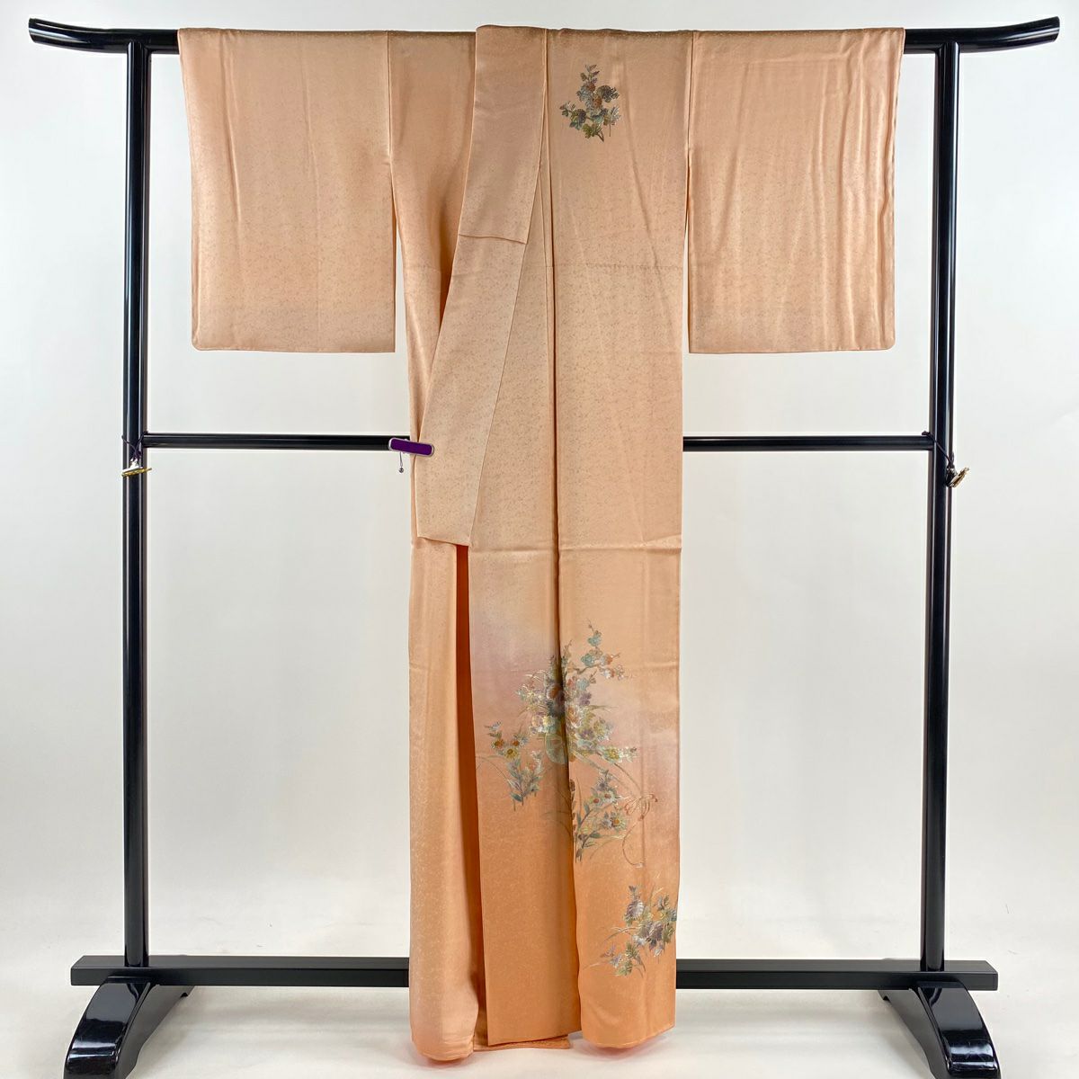 付下 身長164cm 袖長65cm M 雙層 和田光正 落款あり 證書あり 花車 草花紋紋 金銀彩 漸層 淺橙色 純蠶絲 逸品級
