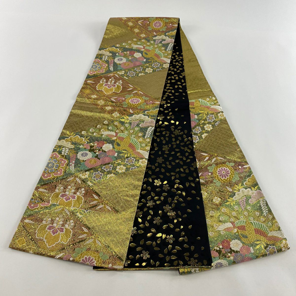 袋帶 秀品級 振袖禮服禮服用 花鳥 松樹竹子梅花 金金箔 金銀線 金 六通 純蠶絲