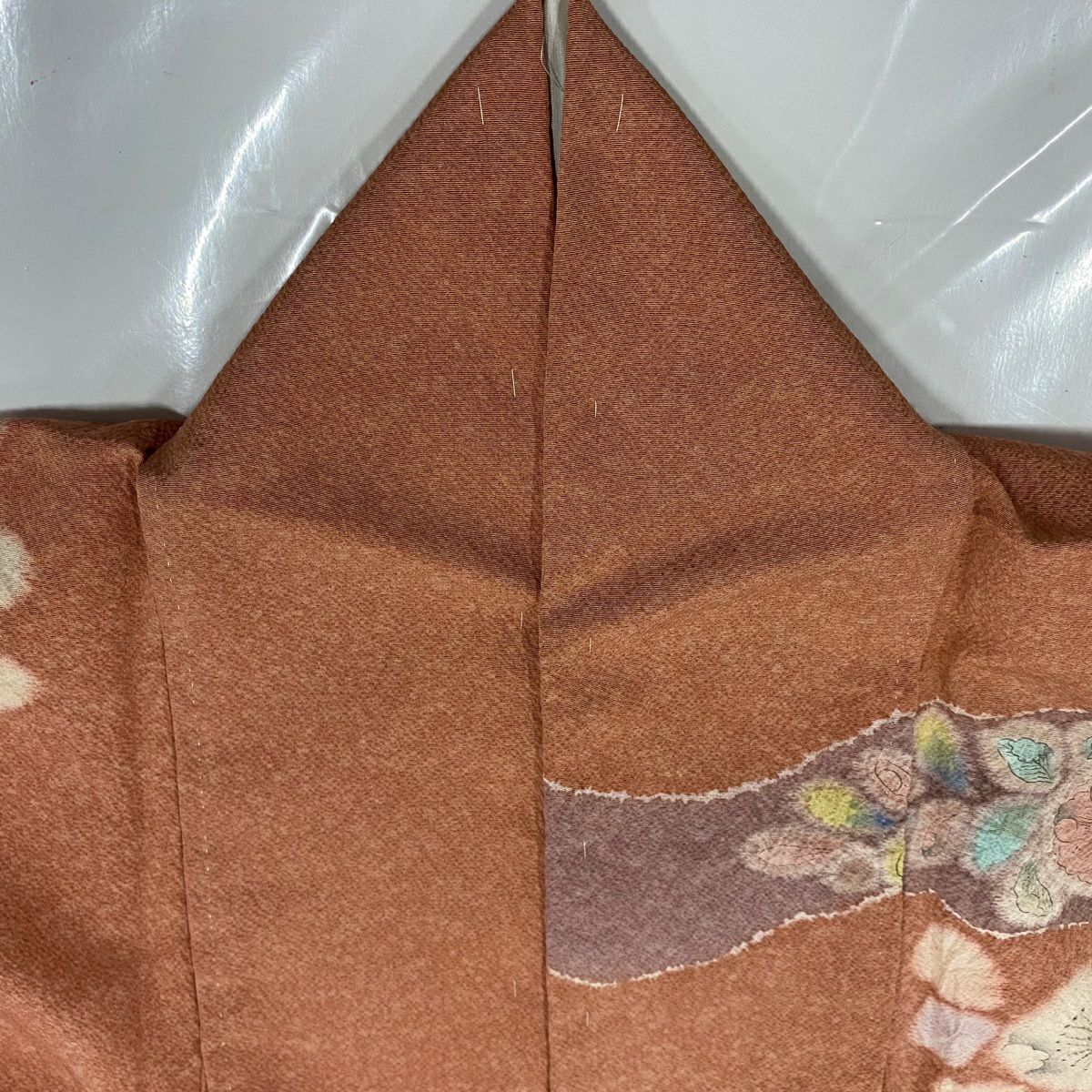 【庫存清倉】訪問服 身長158cm 袖長63cm S 雙層 落款有 辻花染 漸層 鮭粉色 純蠶絲 名品級