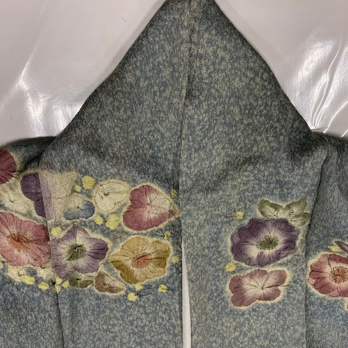 【庫存清倉】訪問服 身長153.5cm 袖長60cm S 雙層 辻花染 漸層 青灰 純蠶絲 名品級