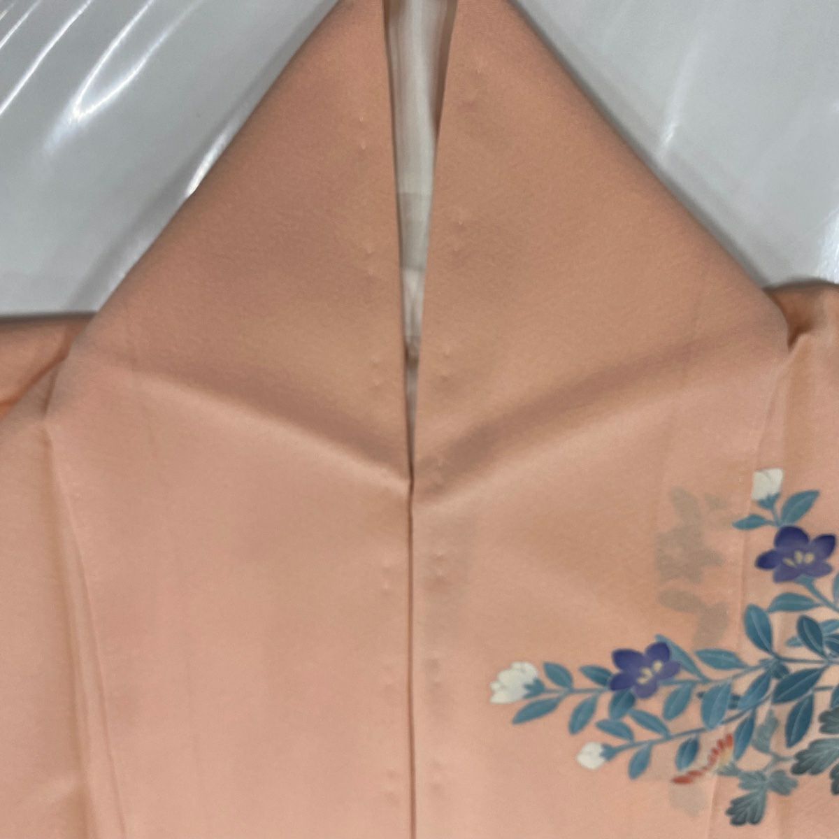 【庫存清倉】 【美品】 訪問服 身長161.5cm 袖長62cm S 雙層 落款 花籠 草花紋紋 漸層 淺粉色 純蠶絲 名品級