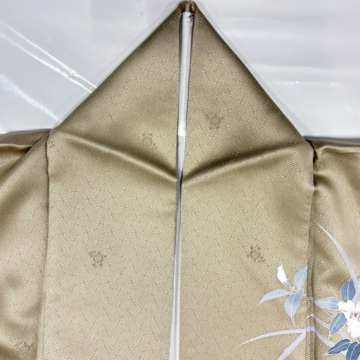 【美品】訪問服 身長151.5cm 袖長62.5cm S 雙層 花籠 草花紋紋 漸層 灰茶 純蠶絲 優品級