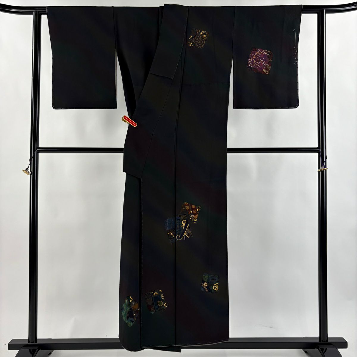 【美品】 付下 身長153cm 袖長60cm S 雙層 前田仁仙 落款あり 破れ色紙 草花紋紋 金銀彩 漸層 茶紫 純蠶絲 逸品級