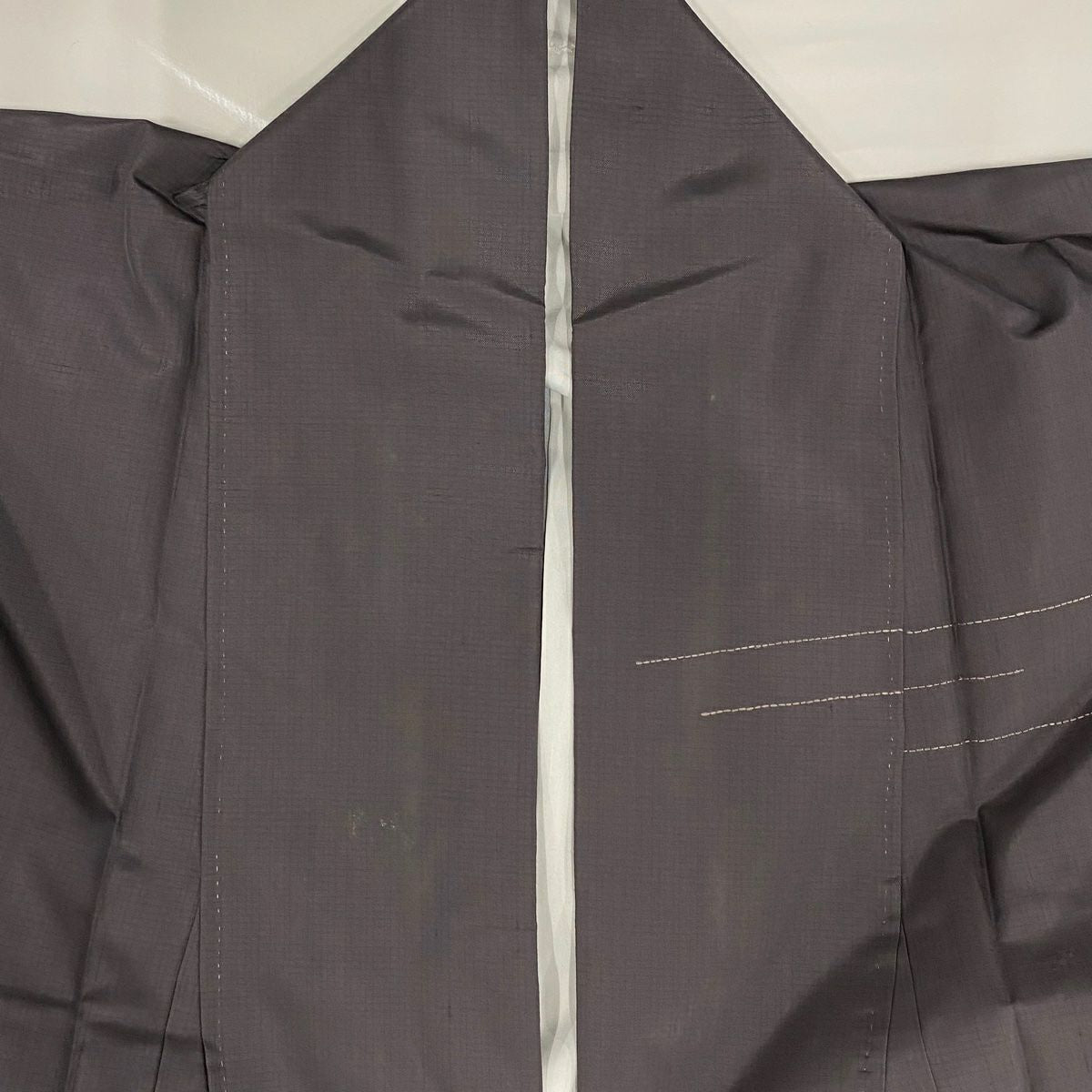 訪問服 身長159.5cm 袖長66.5cm M 雙層 紬織織 雪花結晶 有職紋樣 刺繡 灰紫 純蠶絲 名品級