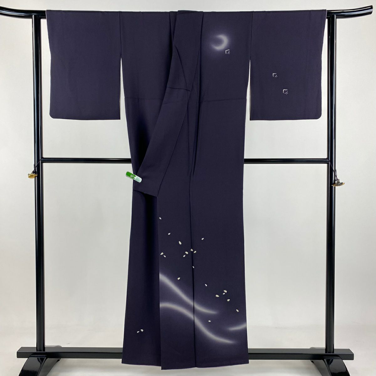 付下 身長156.5cm 袖長63cm S 雙層 洛樂人 有落款 花瓣 千鳥 漸層 絞織 深紫 純蠶絲 逸品級